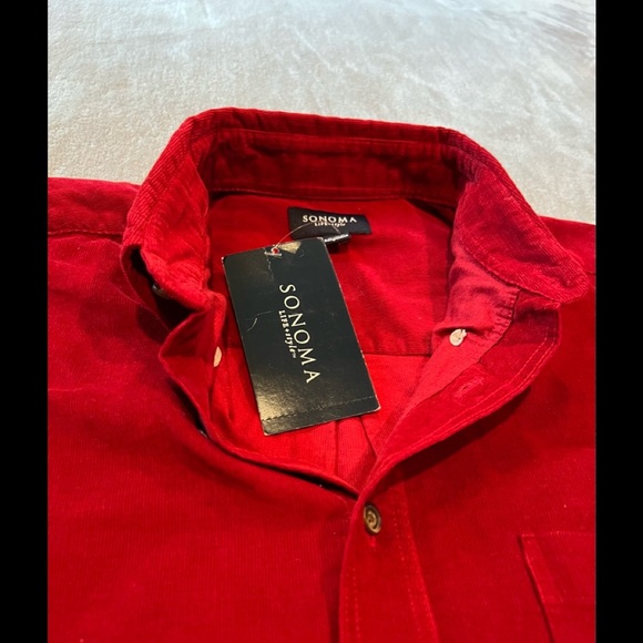 Sonoma Red Corduroy Button-Down Shirt Size Small - Picture 6 of 8